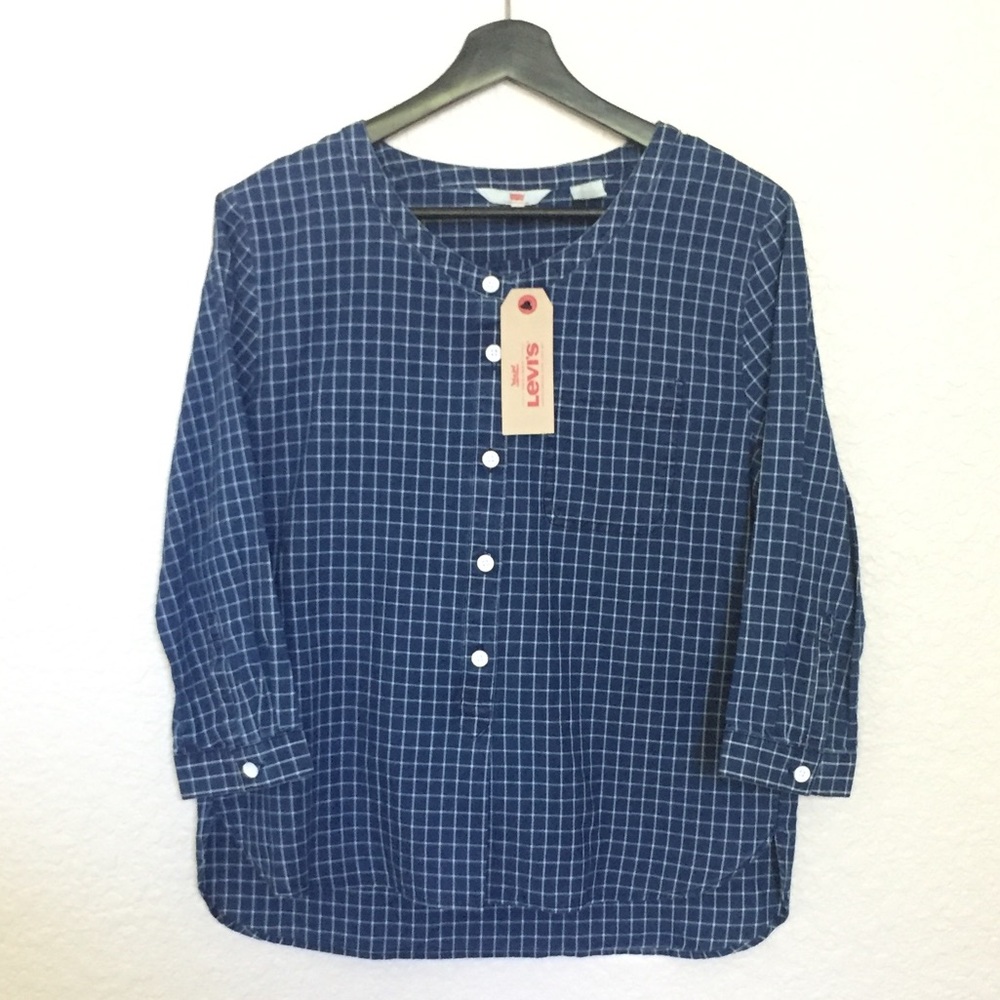 NWT Levi’s Plaid Popover Top 100% Cotton Size: XS
